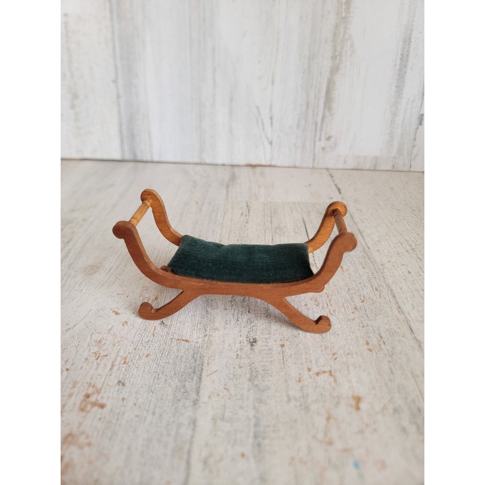 Shackman vintage lounge chair green lined dollhouse miniature furniture